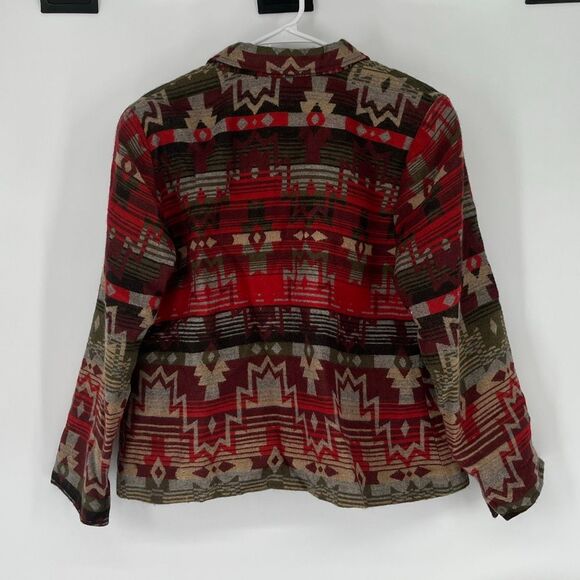 NWT COLDWATER CREEK Petite 14 Jacket Red Brown Southwest Aztec Native Wool Blend - Picture 8 of 9